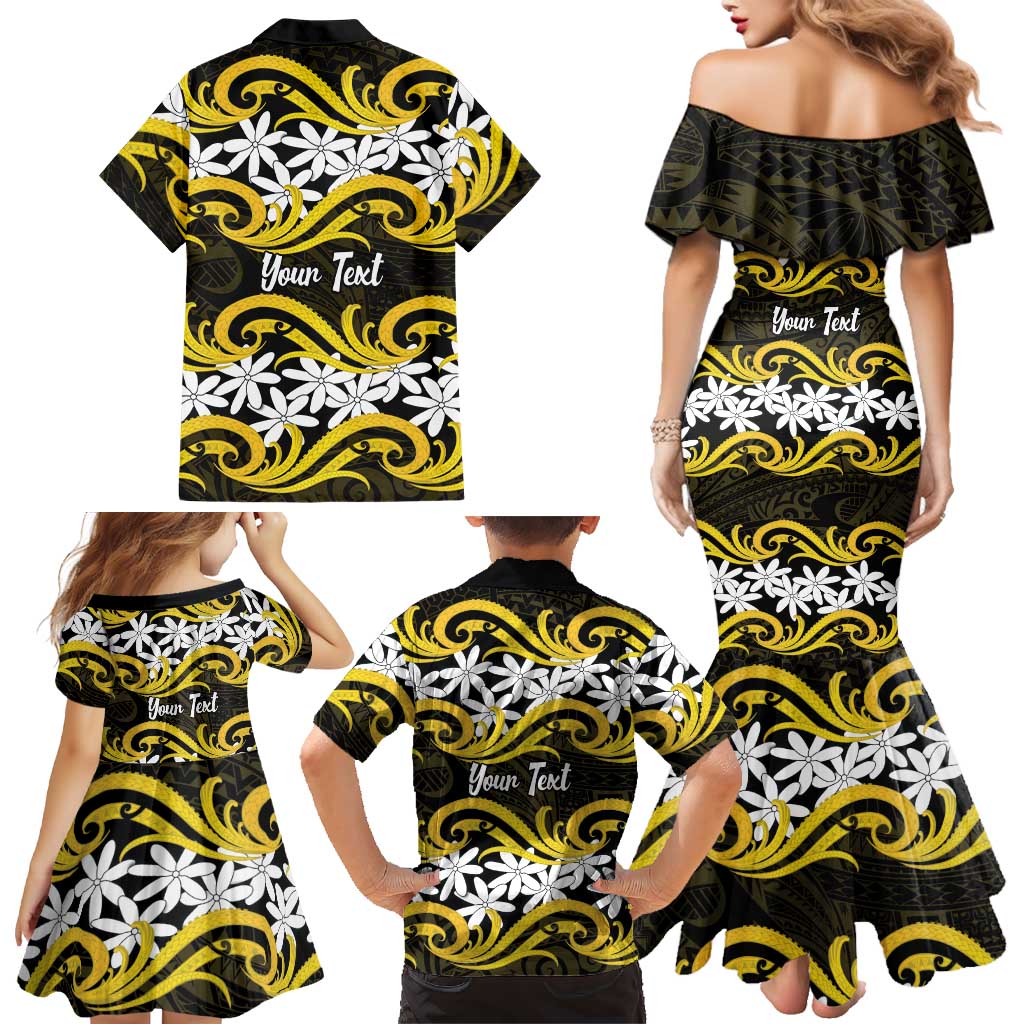 Personalised Cook Islands Aitutaki Family Matching Mermaid Dress and Hawaiian Shirt Tiare Maori Polynesian Waves Tattoo LT14 - Polynesian Pride