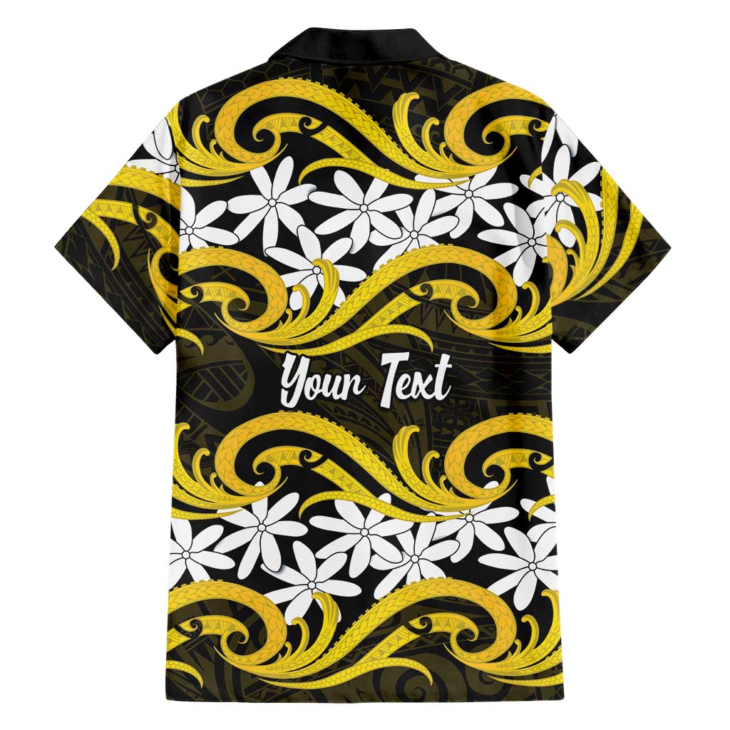 Personalised Cook Islands Aitutaki Family Matching Off The Shoulder Long Sleeve Dress and Hawaiian Shirt Tiare Maori Polynesian Waves Tattoo LT14 - Polynesian Pride