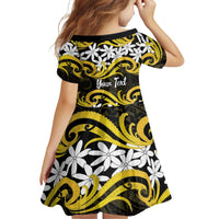 Personalised Cook Islands Aitutaki Family Matching Off Shoulder Maxi Dress and Hawaiian Shirt Tiare Maori Polynesian Waves Tattoo LT14 - Polynesian Pride