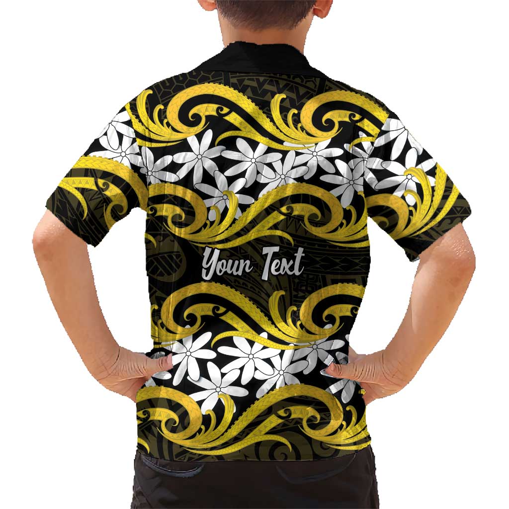 Personalised Cook Islands Aitutaki Hawaiian Shirt Tiare Maori Polynesian Waves Tattoo