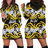 Personalised Cook Islands Aitutaki Hoodie Dress Tiare Maori Polynesian Waves Tattoo LT14 - Polynesian Pride