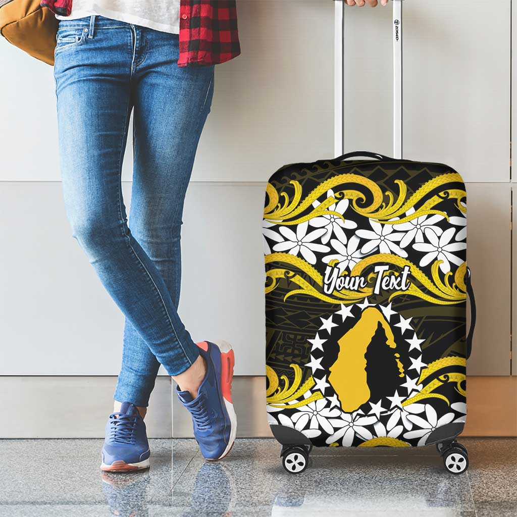Personalised Cook Islands Aitutaki Luggage Cover Tiare Maori Polynesian Waves Tattoo