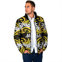 Personalised Cook Islands Aitutaki Padded Jacket Tiare Maori Polynesian Waves Tattoo