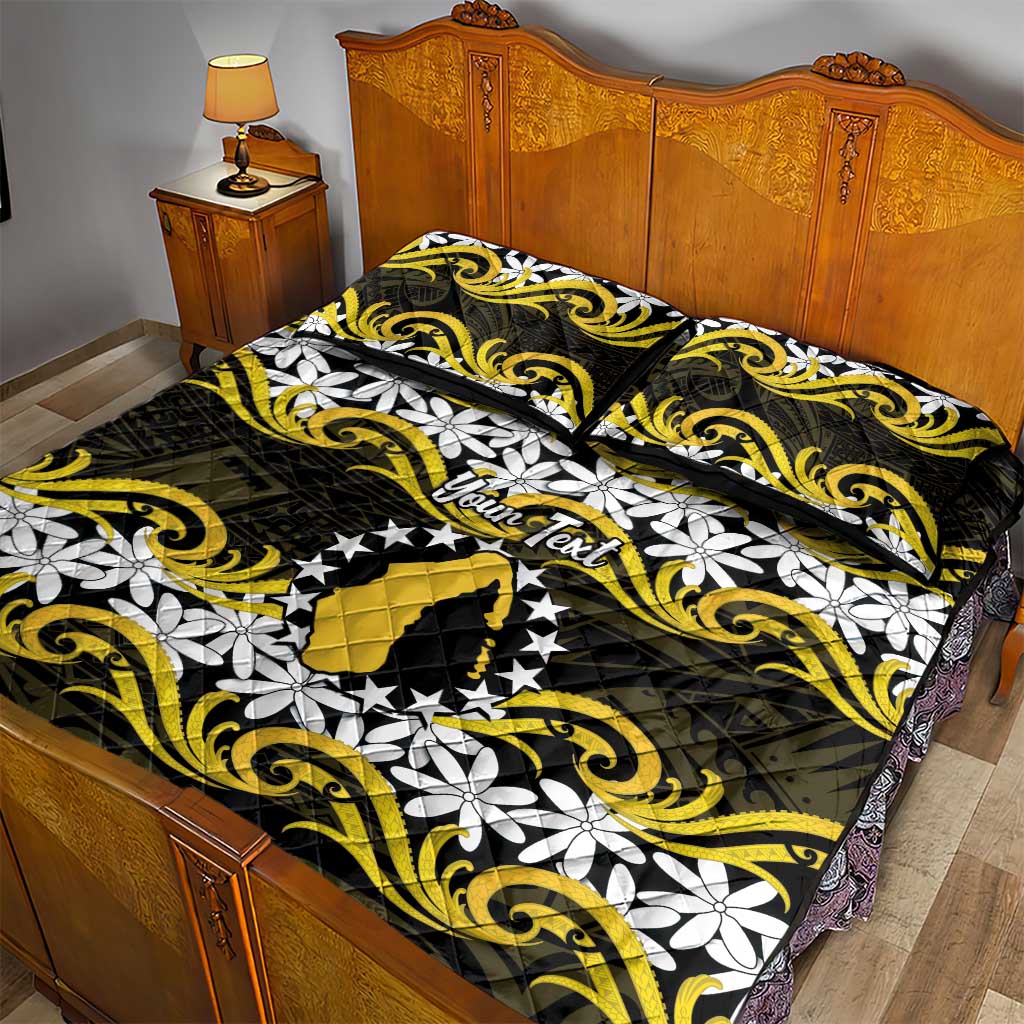 Personalised Cook Islands Aitutaki Quilt Bed Set Tiare Maori Polynesian Waves Tattoo