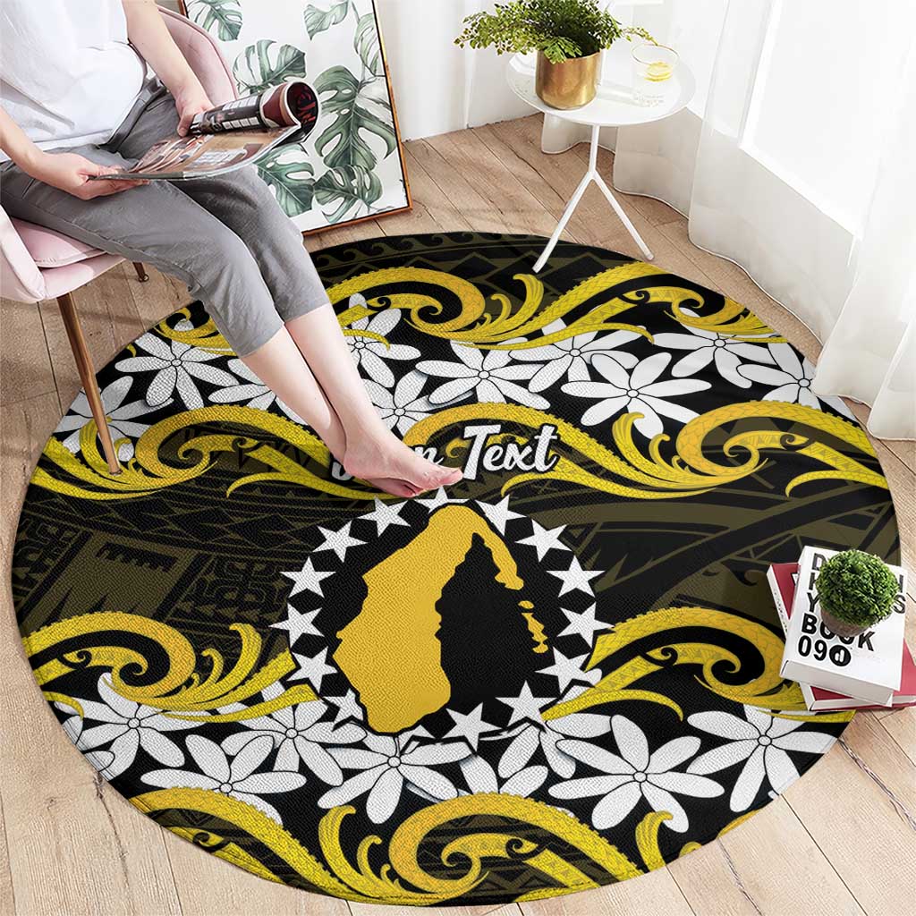 Personalised Cook Islands Aitutaki Round Carpet Tiare Maori Polynesian Waves Tattoo