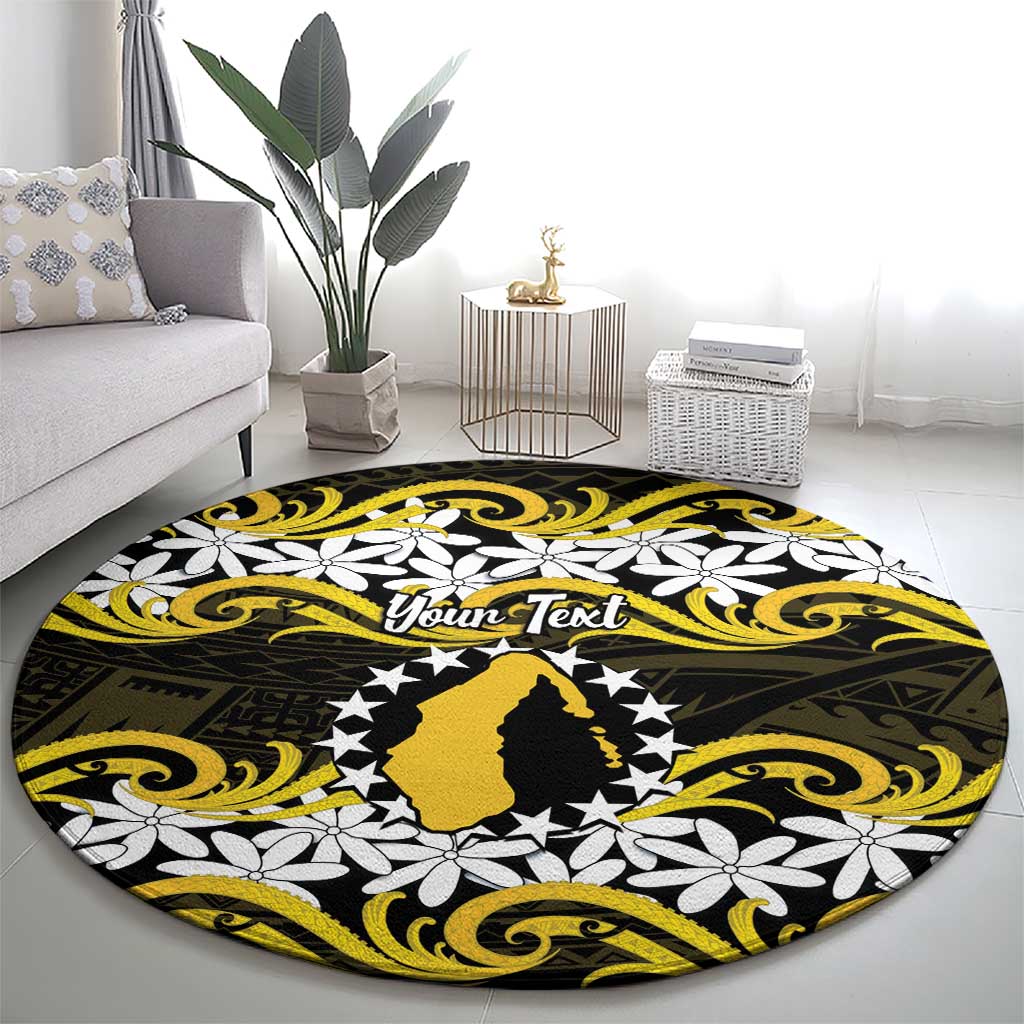 Personalised Cook Islands Aitutaki Round Carpet Tiare Maori Polynesian Waves Tattoo