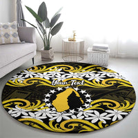Personalised Cook Islands Aitutaki Round Carpet Tiare Maori Polynesian Waves Tattoo