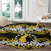 Personalised Cook Islands Aitutaki Round Carpet Tiare Maori Polynesian Waves Tattoo