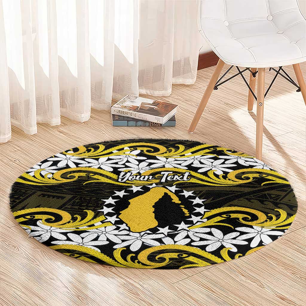 Personalised Cook Islands Aitutaki Round Carpet Tiare Maori Polynesian Waves Tattoo