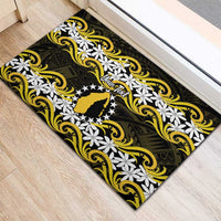 Personalised Cook Islands Aitutaki Rubber Doormat Tiare Maori Polynesian Waves Tattoo