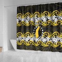 Personalised Cook Islands Aitutaki Shower Curtain Tiare Maori Polynesian Waves Tattoo
