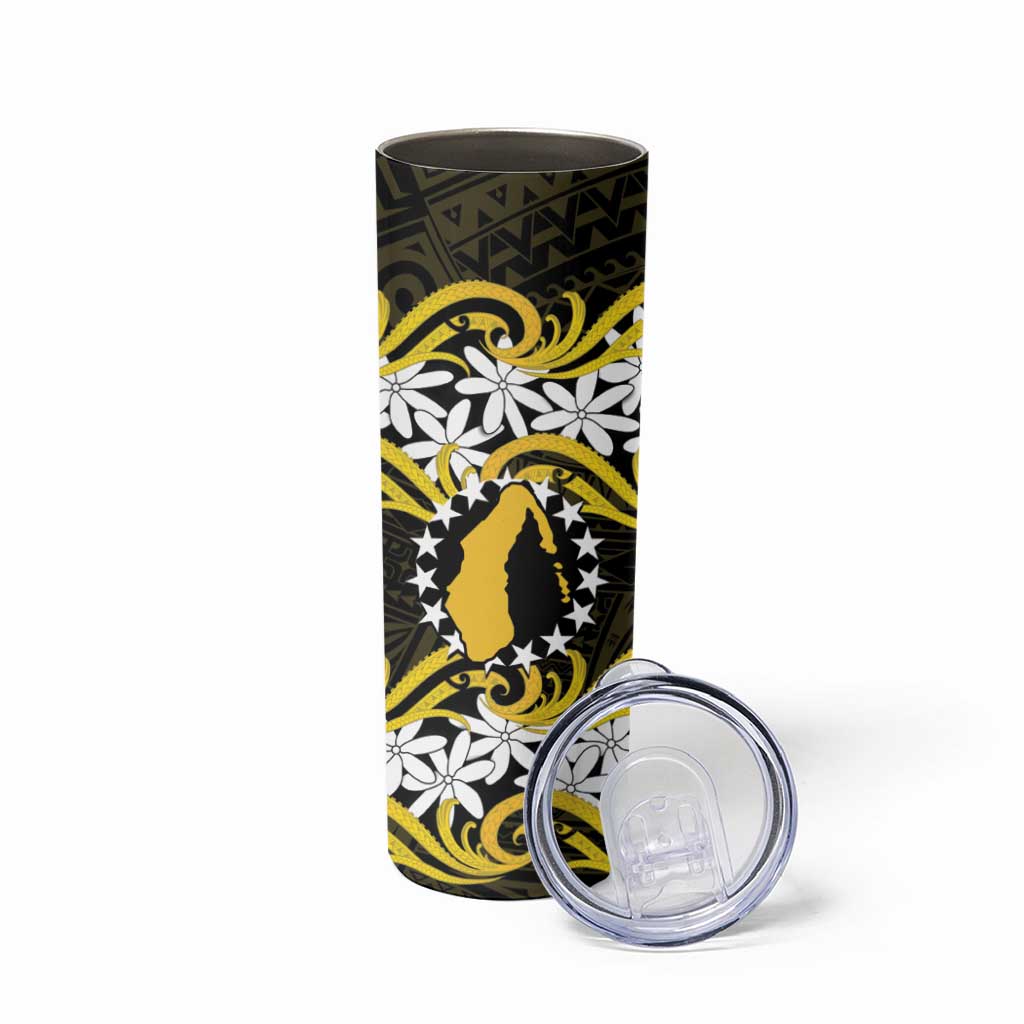 Personalised Cook Islands Aitutaki Skinny Tumbler Tiare Maori Polynesian Waves Tattoo LT14 - Polynesian Pride