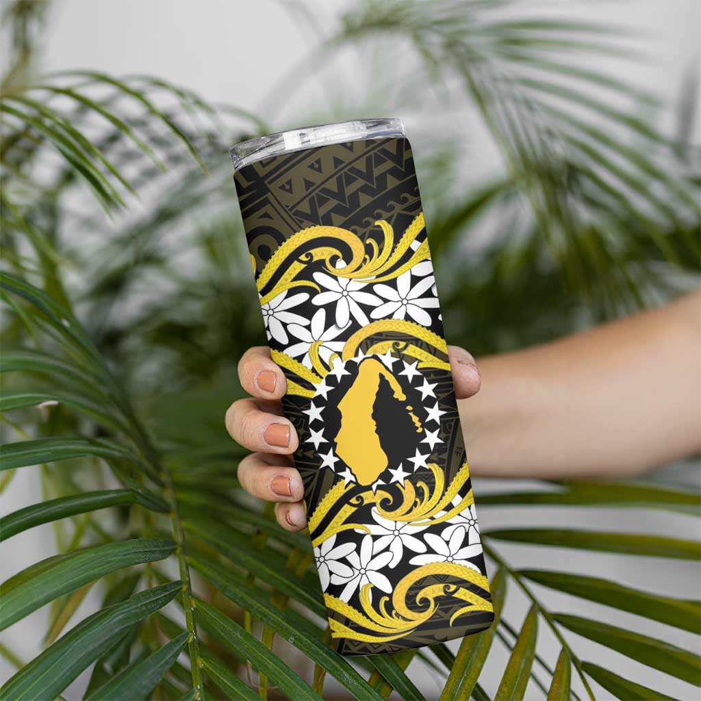 Personalised Cook Islands Aitutaki Skinny Tumbler Tiare Maori Polynesian Waves Tattoo LT14 - Polynesian Pride