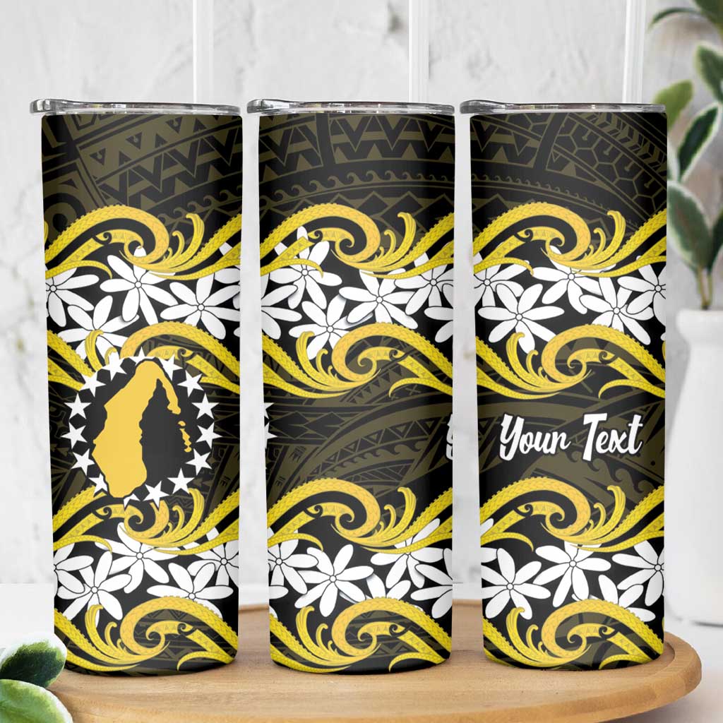 Personalised Cook Islands Aitutaki Skinny Tumbler Tiare Maori Polynesian Waves Tattoo LT14 - Polynesian Pride