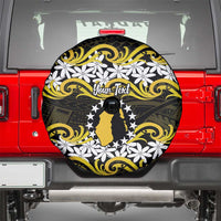 Personalised Cook Islands Aitutaki Spare Tire Cover Tiare Maori Polynesian Waves Tattoo