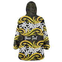 Personalised Cook Islands Aitutaki Wearable Blanket Hoodie Tiare Maori Polynesian Waves Tattoo LT14 - Polynesian Pride
