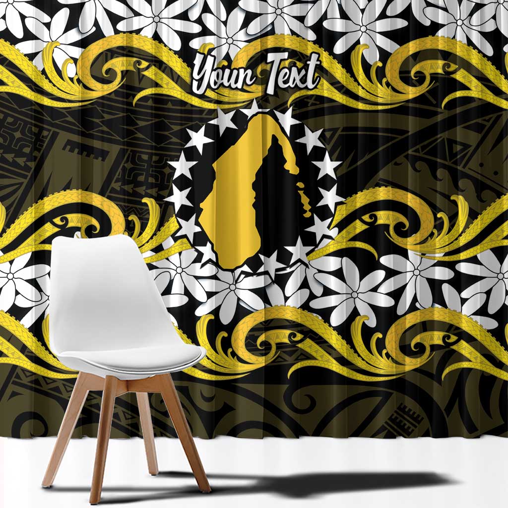 Personalised Cook Islands Aitutaki Window Curtain Tiare Maori Polynesian Waves Tattoo