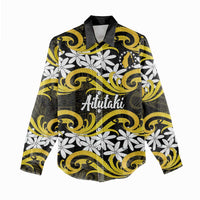 Personalised Cook Islands Aitutaki Women Casual Shirt Tiare Maori Polynesian Waves Tattoo LT14 - Polynesian Pride
