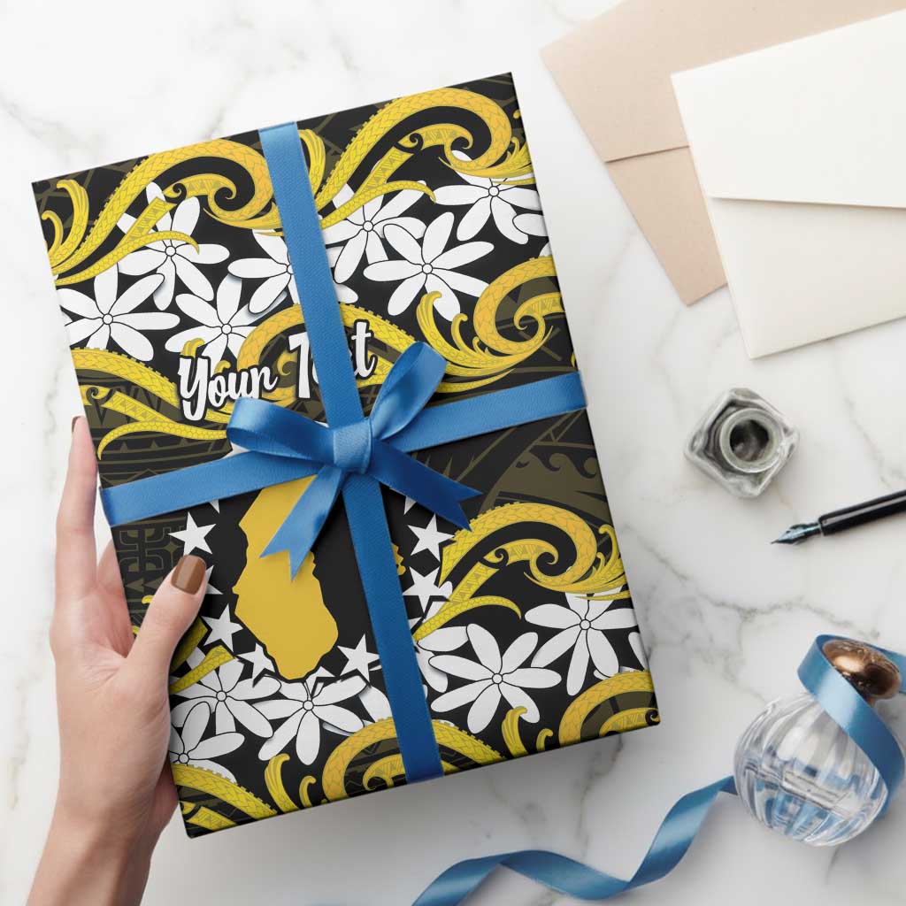 Personalised Cook Islands Aitutaki Wrapping Paper Tiare Maori Polynesian Waves Tattoo