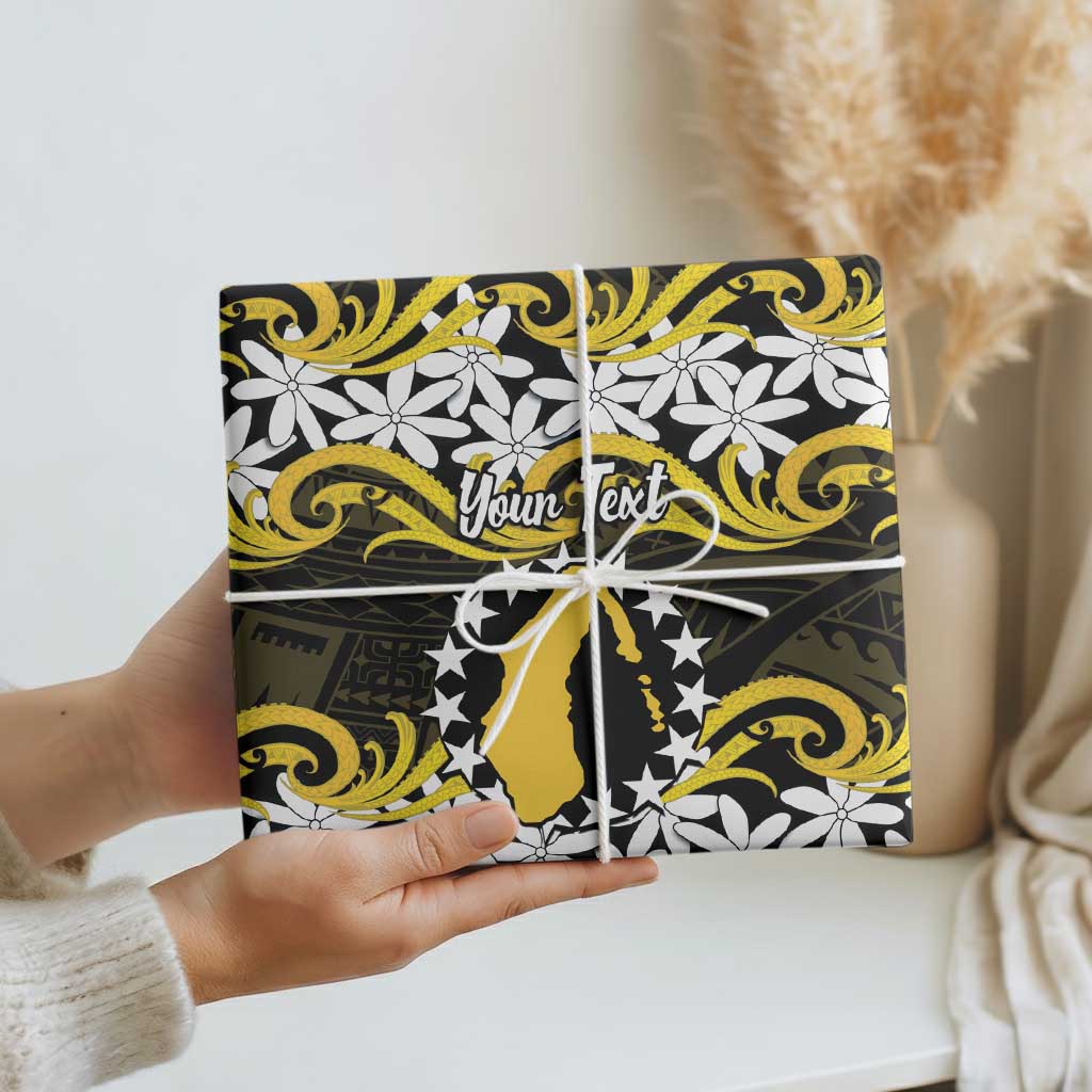 Personalised Cook Islands Aitutaki Wrapping Paper Tiare Maori Polynesian Waves Tattoo