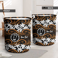 Personalised Cook Islands Rakahanga Laundry Basket Tiare Maori Polynesian Waves Tattoo