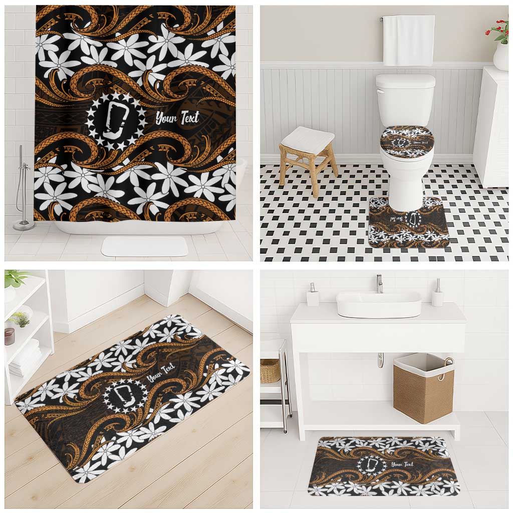 Personalised Cook Islands Rakahanga Bathroom Set Tiare Maori Polynesian Waves Tattoo