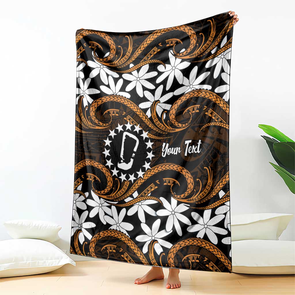 Personalised Cook Islands Rakahanga Blanket Tiare Maori Polynesian Waves Tattoo