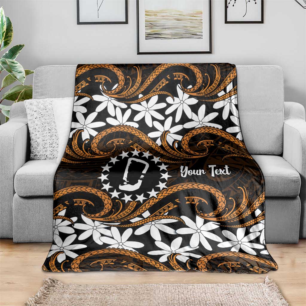 Personalised Cook Islands Rakahanga Blanket Tiare Maori Polynesian Waves Tattoo