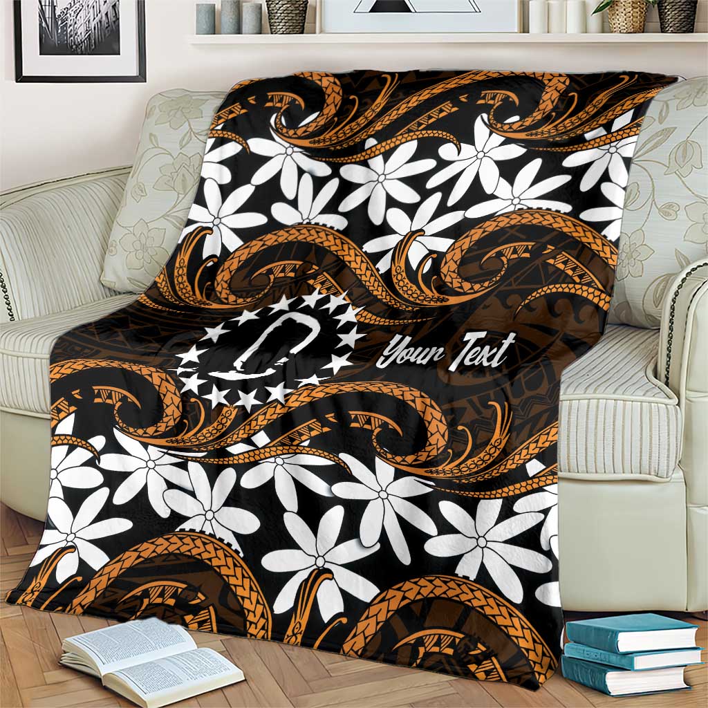 Personalised Cook Islands Rakahanga Blanket Tiare Maori Polynesian Waves Tattoo