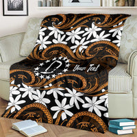 Personalised Cook Islands Rakahanga Blanket Tiare Maori Polynesian Waves Tattoo