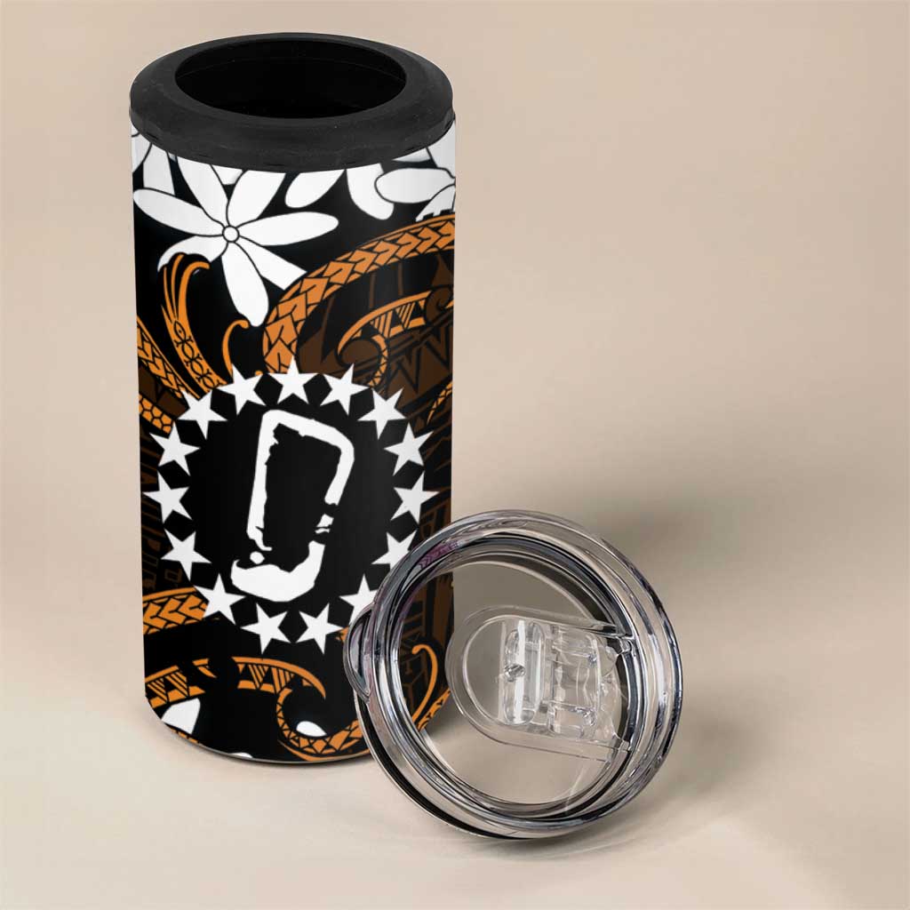 Personalised Cook Islands Rakahanga 4 in 1 Can Cooler Tumbler Tiare Maori Polynesian Waves Tattoo LT14 - Polynesian Pride