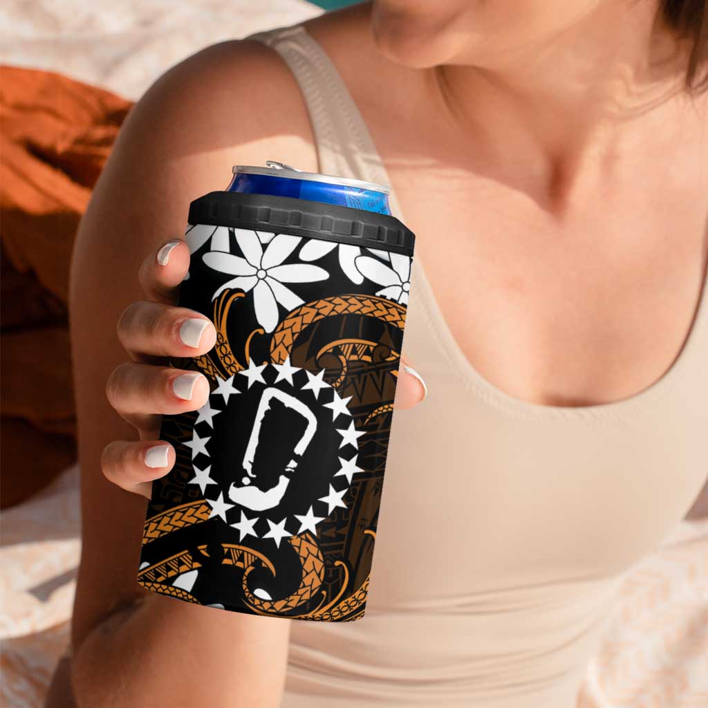 Personalised Cook Islands Rakahanga 4 in 1 Can Cooler Tumbler Tiare Maori Polynesian Waves Tattoo LT14 - Polynesian Pride