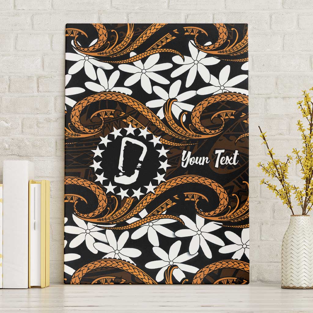 Personalised Cook Islands Rakahanga Canvas Wall Art Tiare Maori Polynesian Waves Tattoo LT14 Without Frame Orange - Polynesian Pride