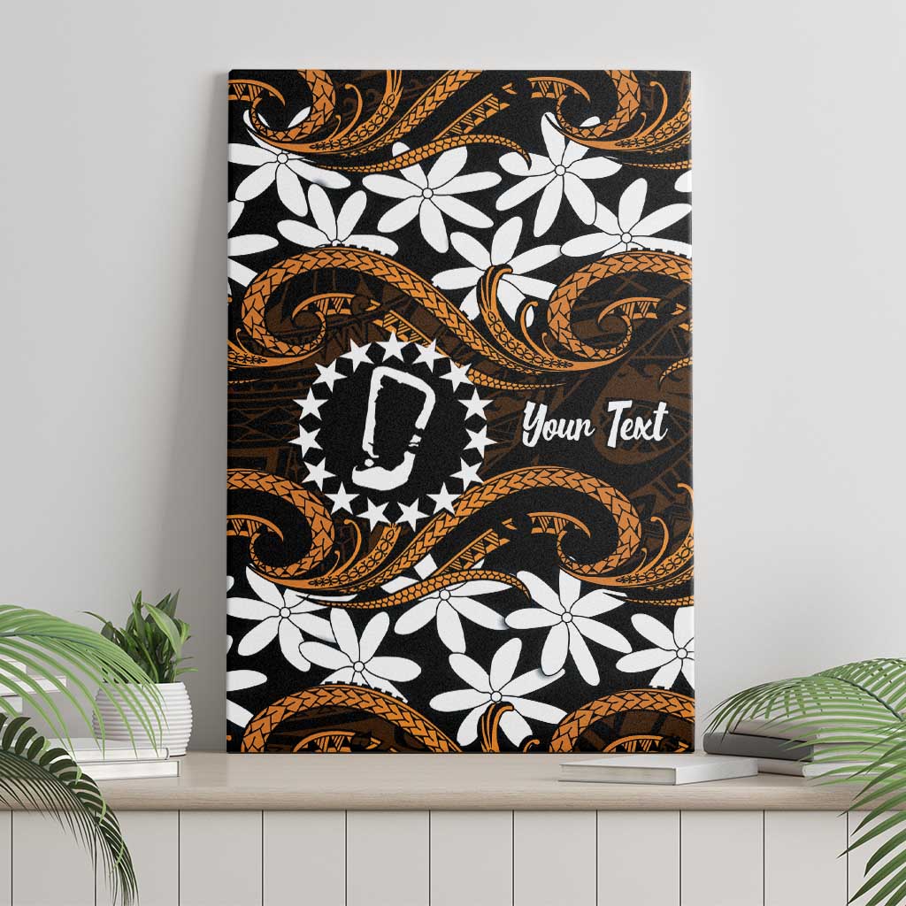 Personalised Cook Islands Rakahanga Canvas Wall Art Tiare Maori Polynesian Waves Tattoo LT14 - Polynesian Pride