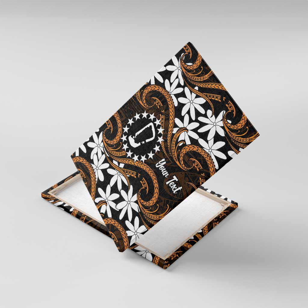 Personalised Cook Islands Rakahanga Canvas Wall Art Tiare Maori Polynesian Waves Tattoo LT14 With Frame Orange - Polynesian Pride