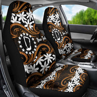 Personalised Cook Islands Rakahanga Car Seat Cover Tiare Maori Polynesian Waves Tattoo