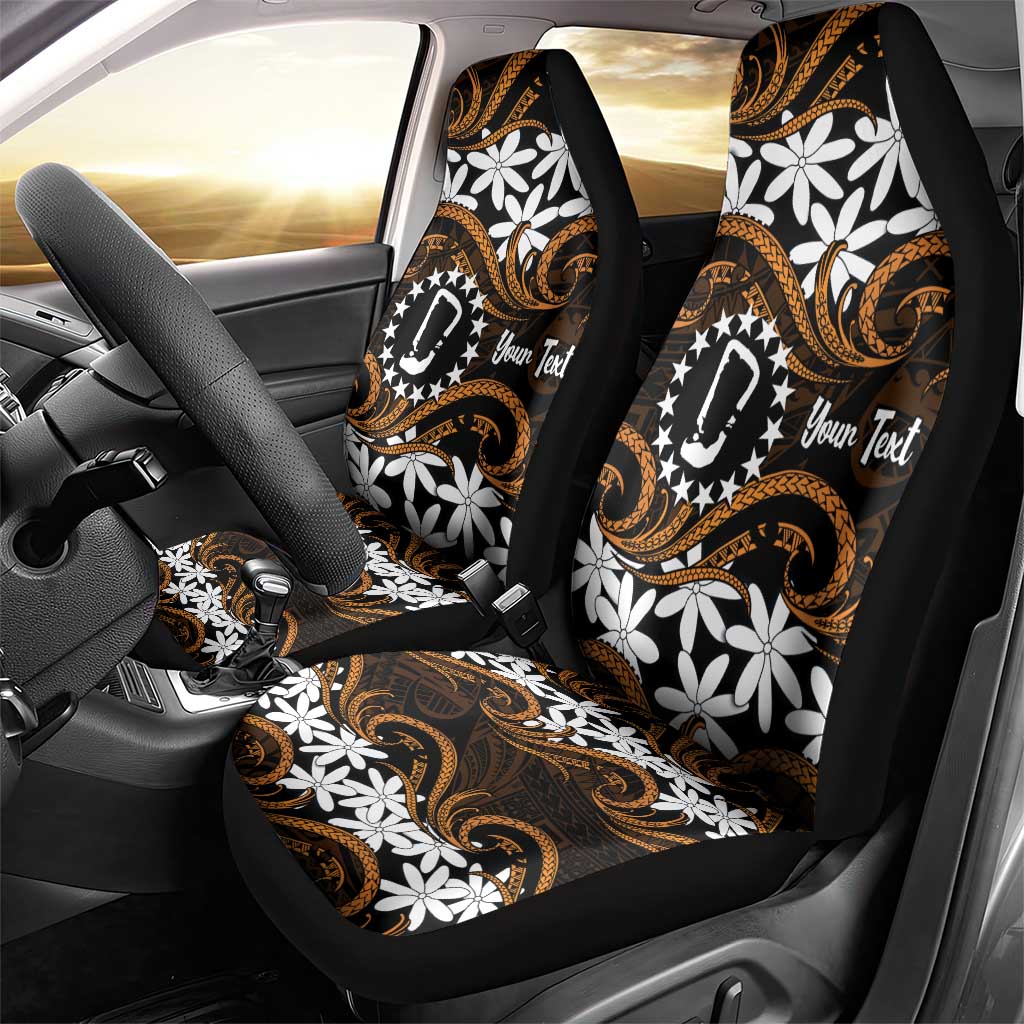 Personalised Cook Islands Rakahanga Car Seat Cover Tiare Maori Polynesian Waves Tattoo