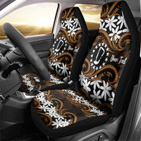 Personalised Cook Islands Rakahanga Car Seat Cover Tiare Maori Polynesian Waves Tattoo