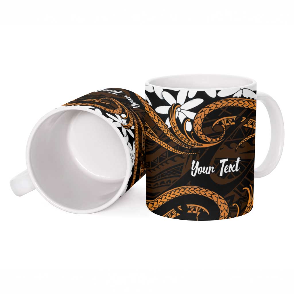 Personalised Cook Islands Rakahanga Ceramic Mug Tiare Maori Polynesian Waves Tattoo