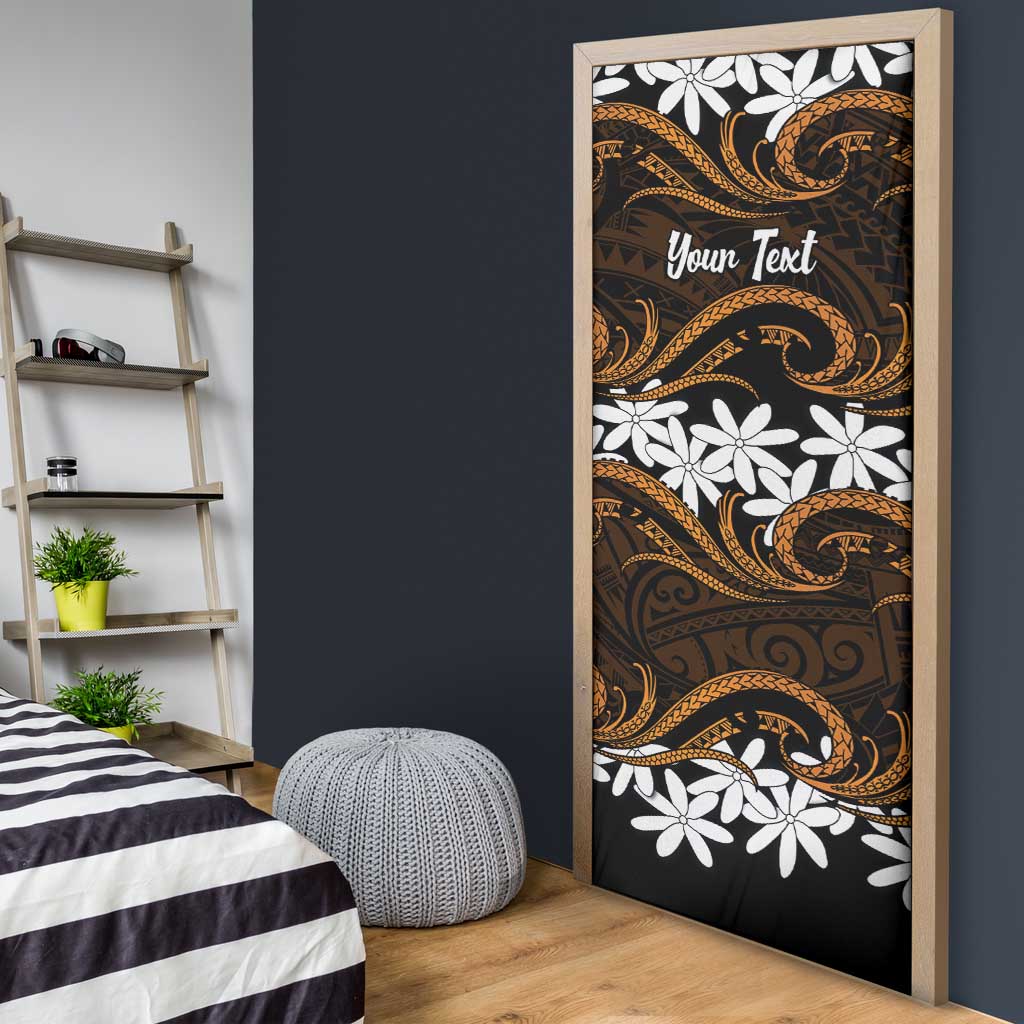 Personalised Cook Islands Rakahanga Door Cover Tiare Maori Polynesian Waves Tattoo