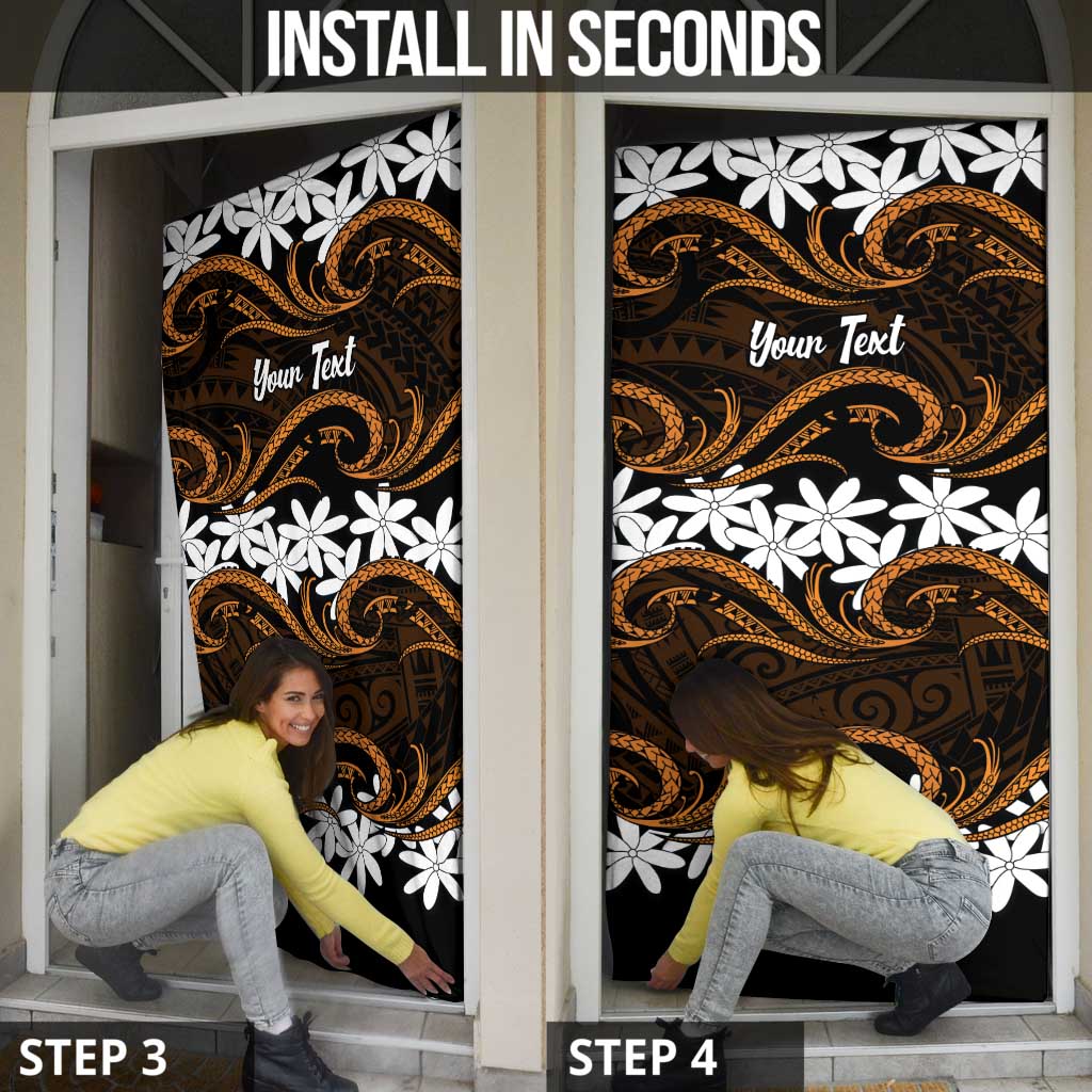 Personalised Cook Islands Rakahanga Door Cover Tiare Maori Polynesian Waves Tattoo