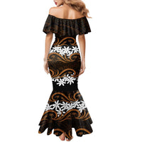 Personalised Cook Islands Rakahanga Family Matching Mermaid Dress and Hawaiian Shirt Tiare Maori Polynesian Waves Tattoo LT14 - Polynesian Pride