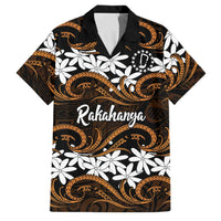 Personalised Cook Islands Rakahanga Family Matching Off Shoulder Maxi Dress and Hawaiian Shirt Tiare Maori Polynesian Waves Tattoo LT14 Dad's Shirt - Short Sleeve Orange - Polynesian Pride
