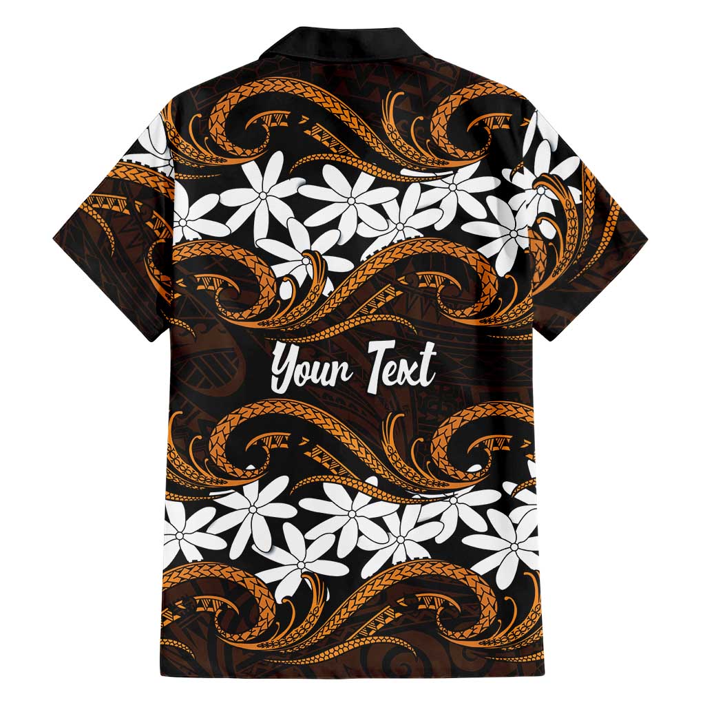 Personalised Cook Islands Rakahanga Family Matching Off Shoulder Short Dress and Hawaiian Shirt Tiare Maori Polynesian Waves Tattoo LT14 - Polynesian Pride