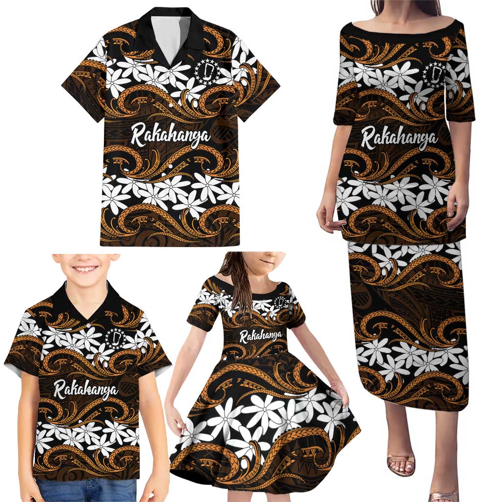Personalised Cook Islands Rakahanga Family Matching Puletasi and Hawaiian Shirt Tiare Maori Polynesian Waves Tattoo LT14 - Polynesian Pride