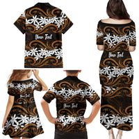 Personalised Cook Islands Rakahanga Family Matching Puletasi and Hawaiian Shirt Tiare Maori Polynesian Waves Tattoo LT14 - Polynesian Pride