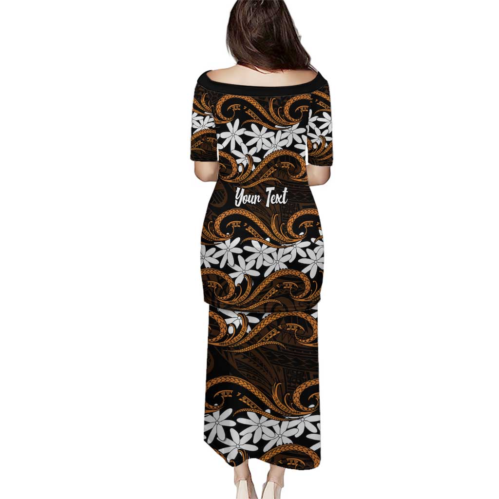 Personalised Cook Islands Rakahanga Family Matching Puletasi and Hawaiian Shirt Tiare Maori Polynesian Waves Tattoo LT14 - Polynesian Pride