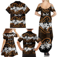 Personalised Cook Islands Rakahanga Family Matching Summer Maxi Dress and Hawaiian Shirt Tiare Maori Polynesian Waves Tattoo LT14 - Polynesian Pride