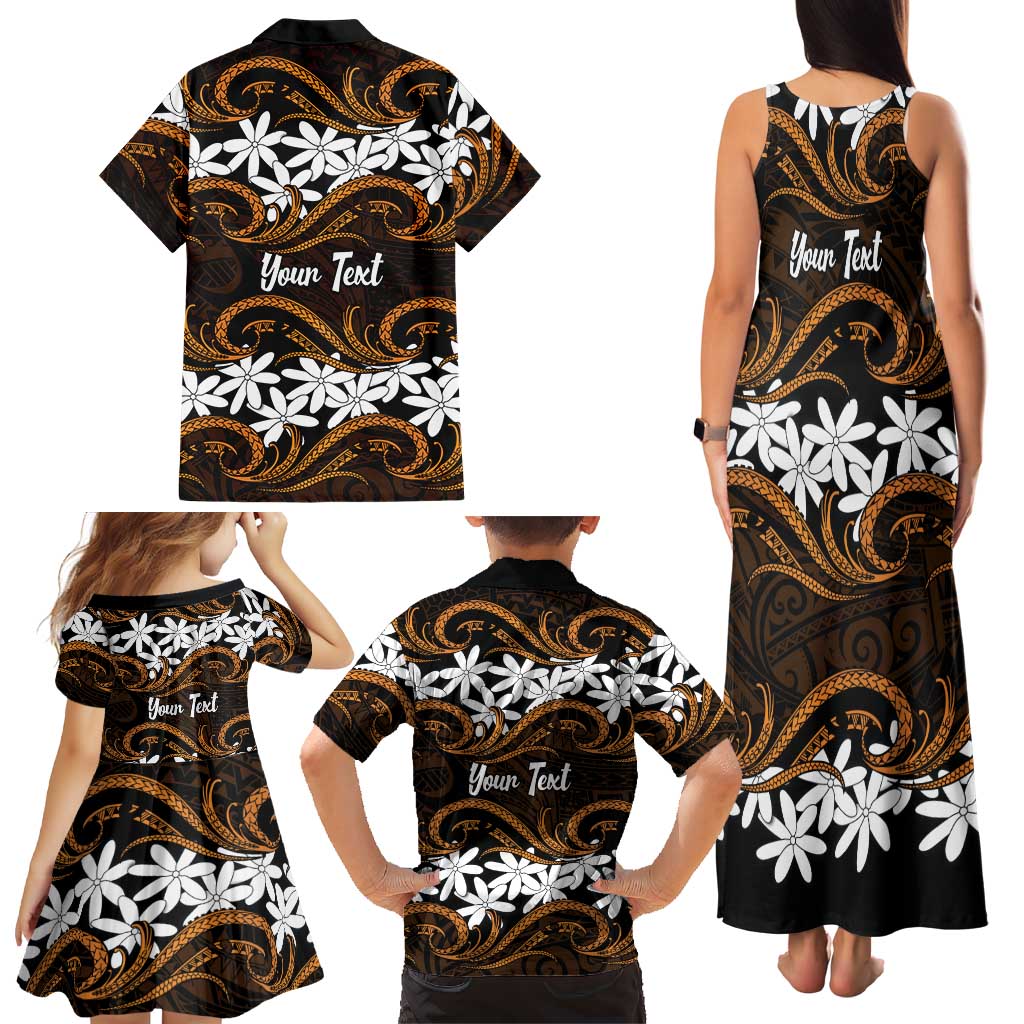 Personalised Cook Islands Rakahanga Family Matching Tank Maxi Dress and Hawaiian Shirt Tiare Maori Polynesian Waves Tattoo LT14 - Polynesian Pride