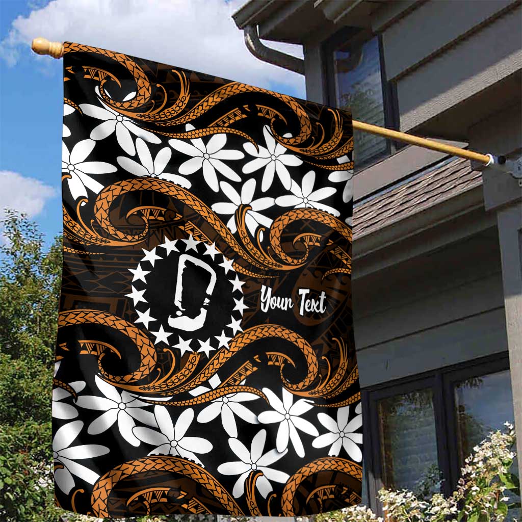 Personalised Cook Islands Rakahanga Garden Flag Tiare Maori Polynesian Waves Tattoo